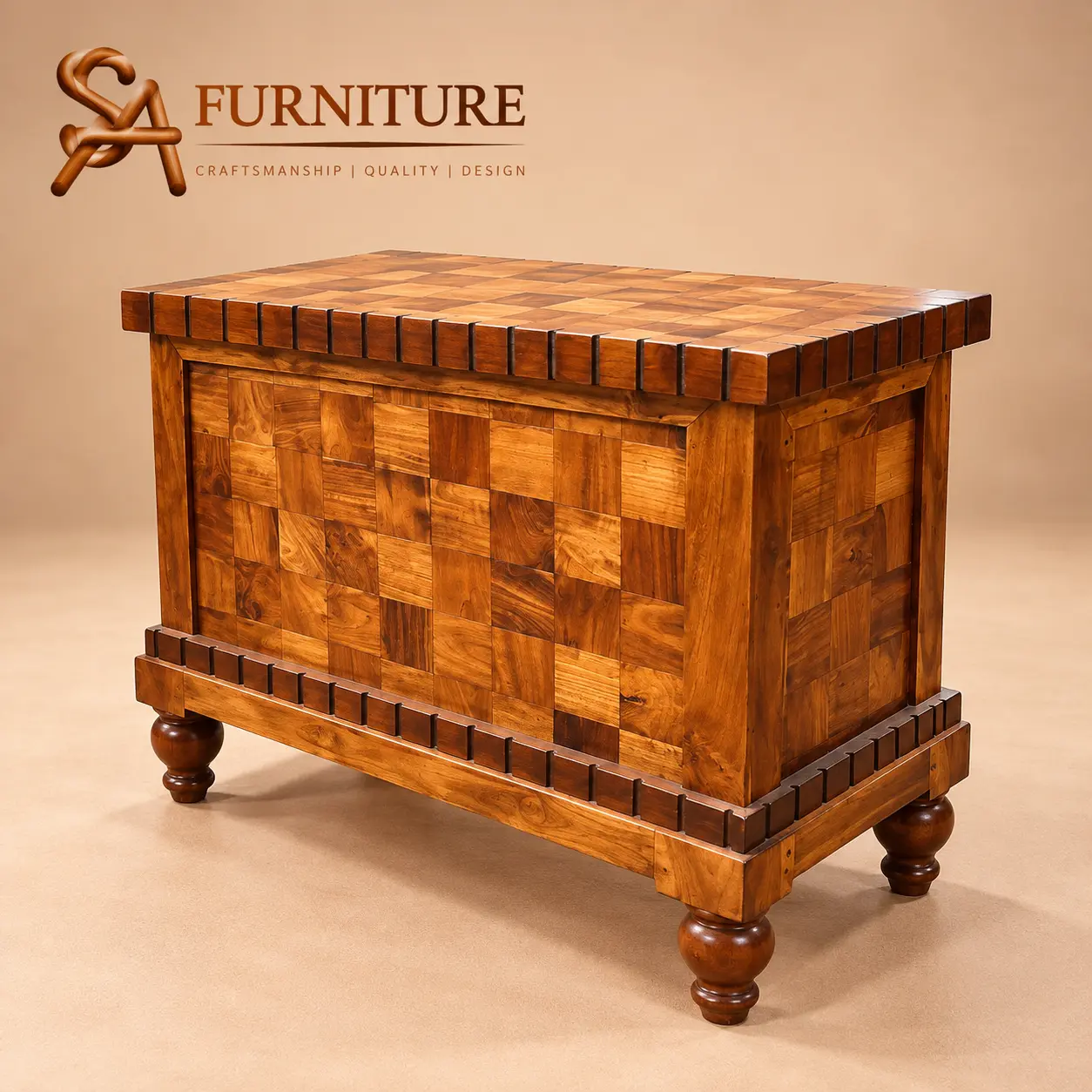 Artisanal Wood Furniture Chest