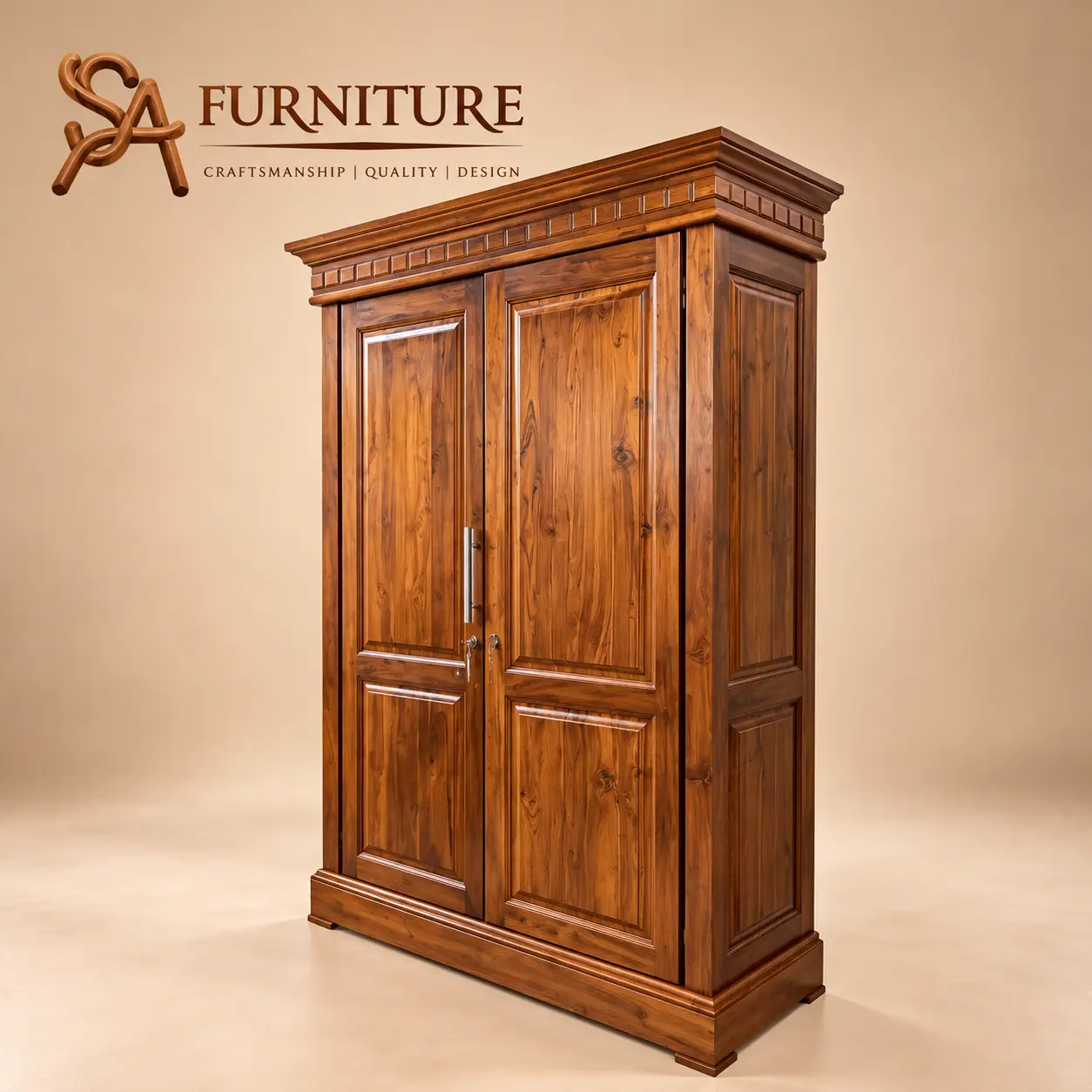 Classic Panelled Wooden Wardrobe