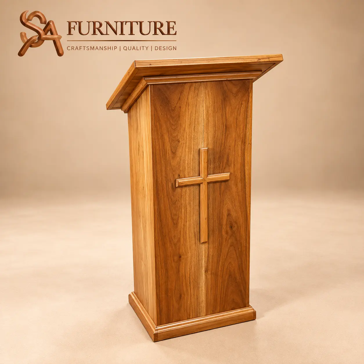 Crafted Wooden Cross Lectern