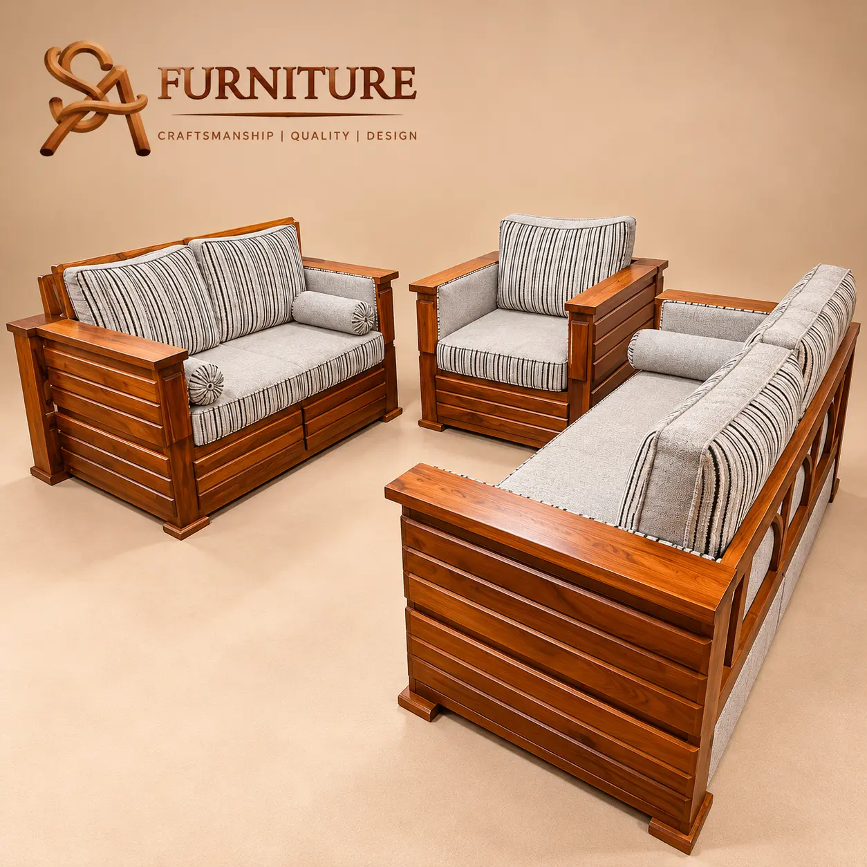 Warm Wood Seating Set