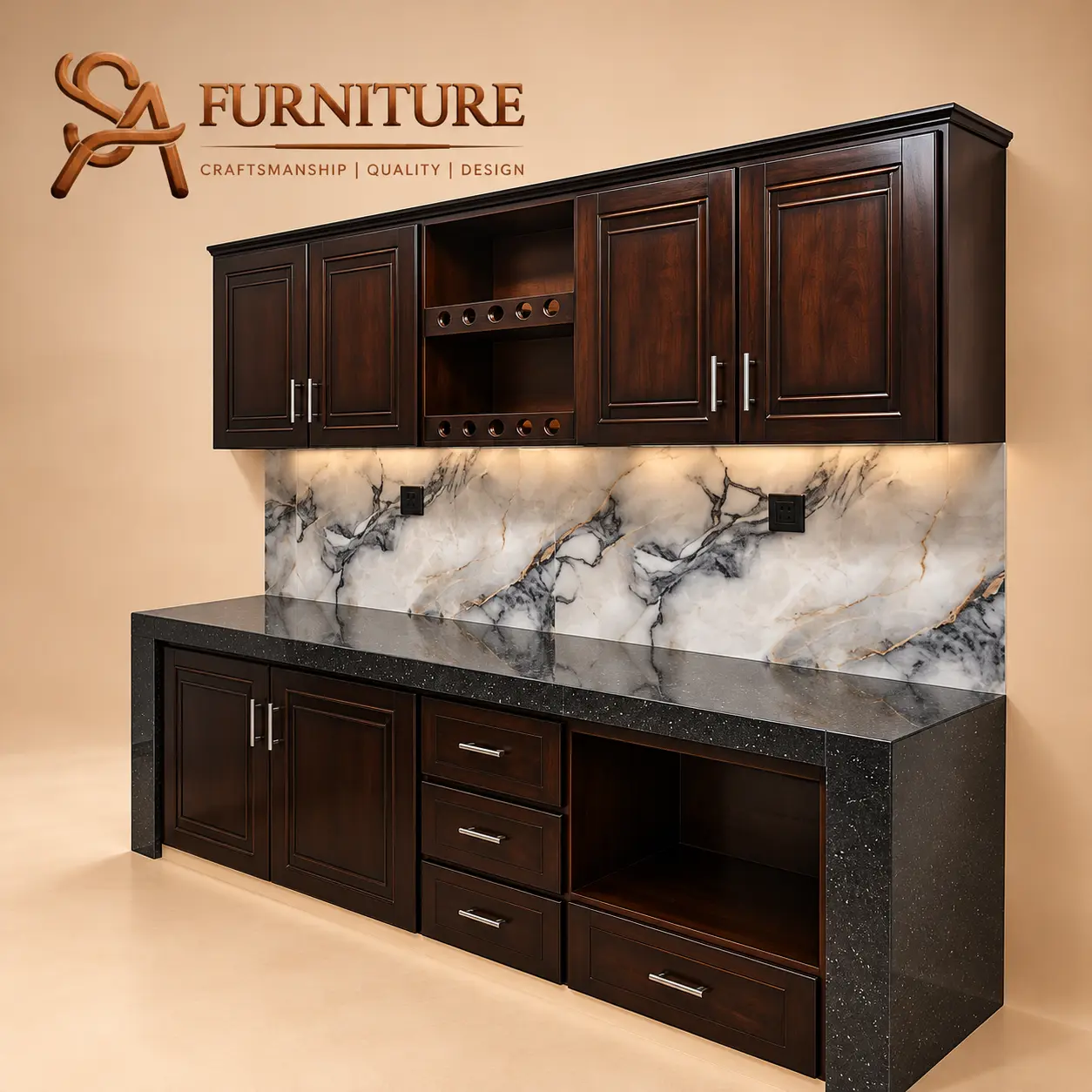 Elegant Dark Wood Kitchen Cabinetry