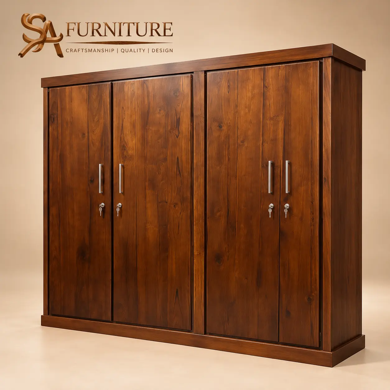 Four-Door Wooden Wardrobe