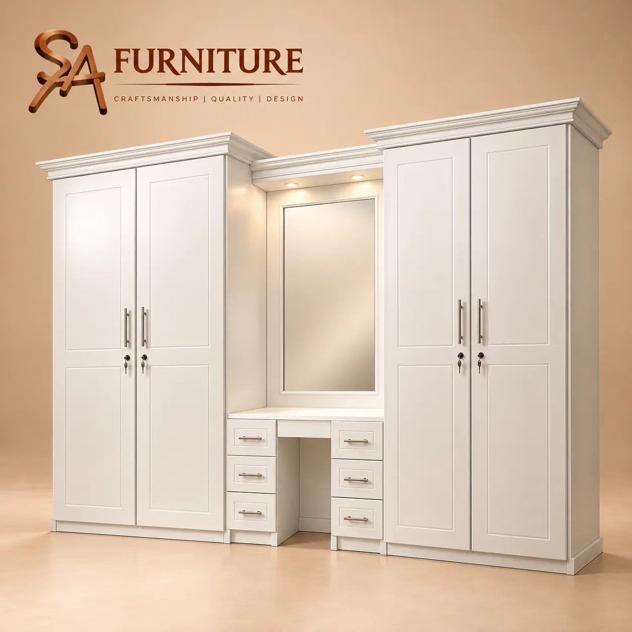 Ivory Wardrobes with Dressing Table