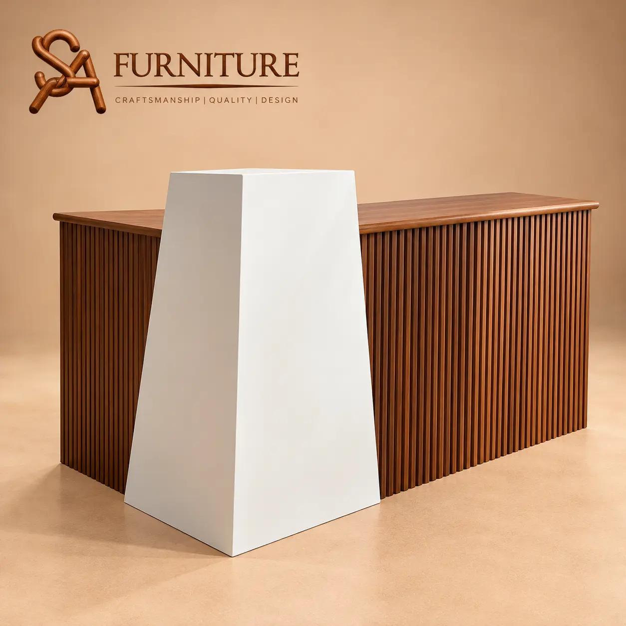 Modern Walnut Reception Desk