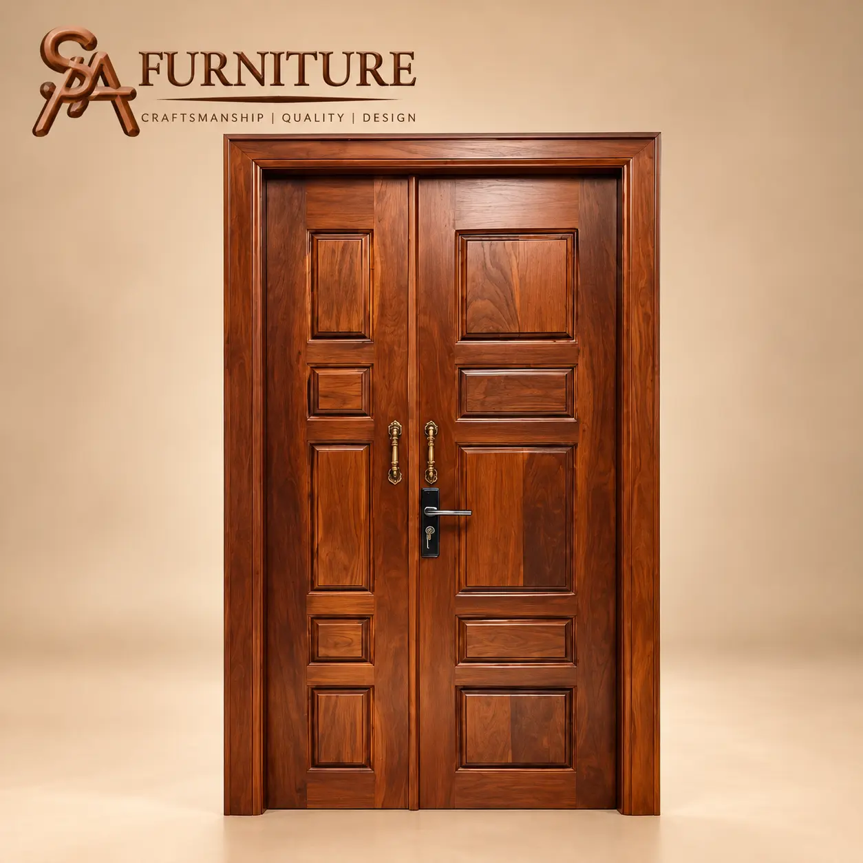 Panelled Wooden Double Doors