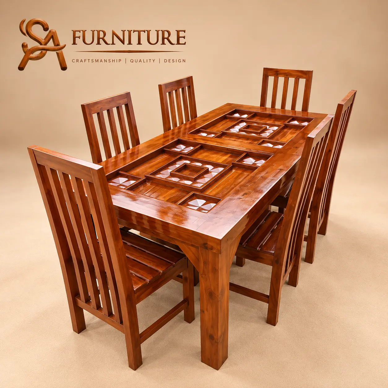 Polished Teak Dining Set