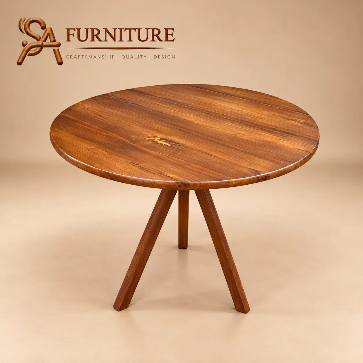 Round Wooden Tripod Table