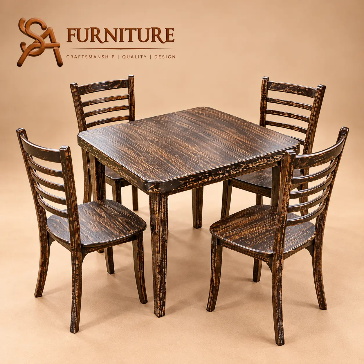 Rustic Wood Dining Set