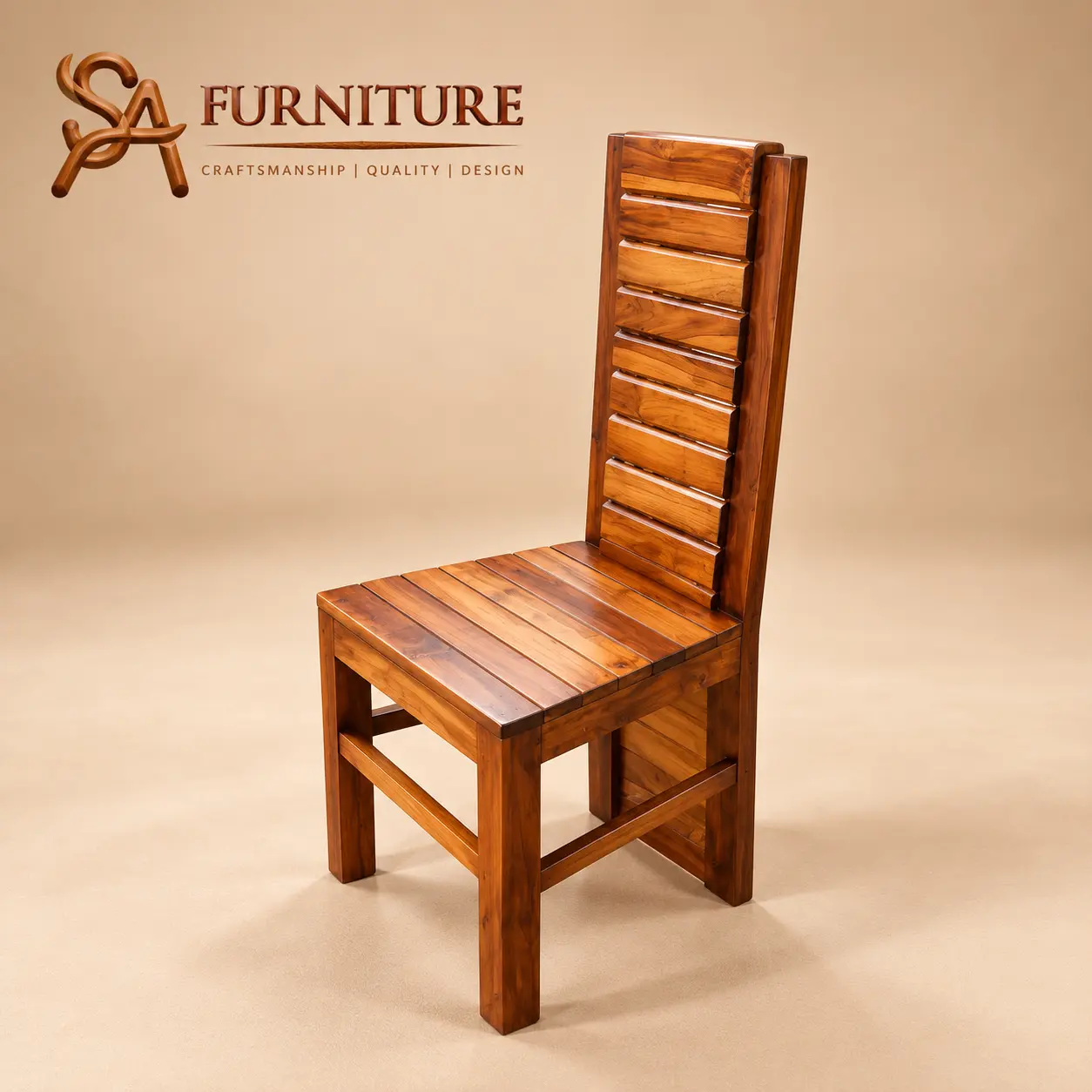 Slatted Wooden Dining Chair