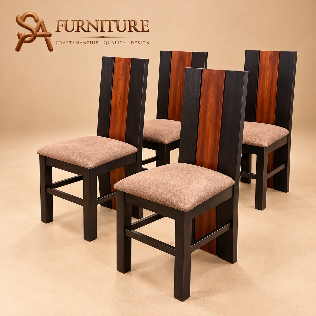 Two-Tone Wooden Dining Chairs