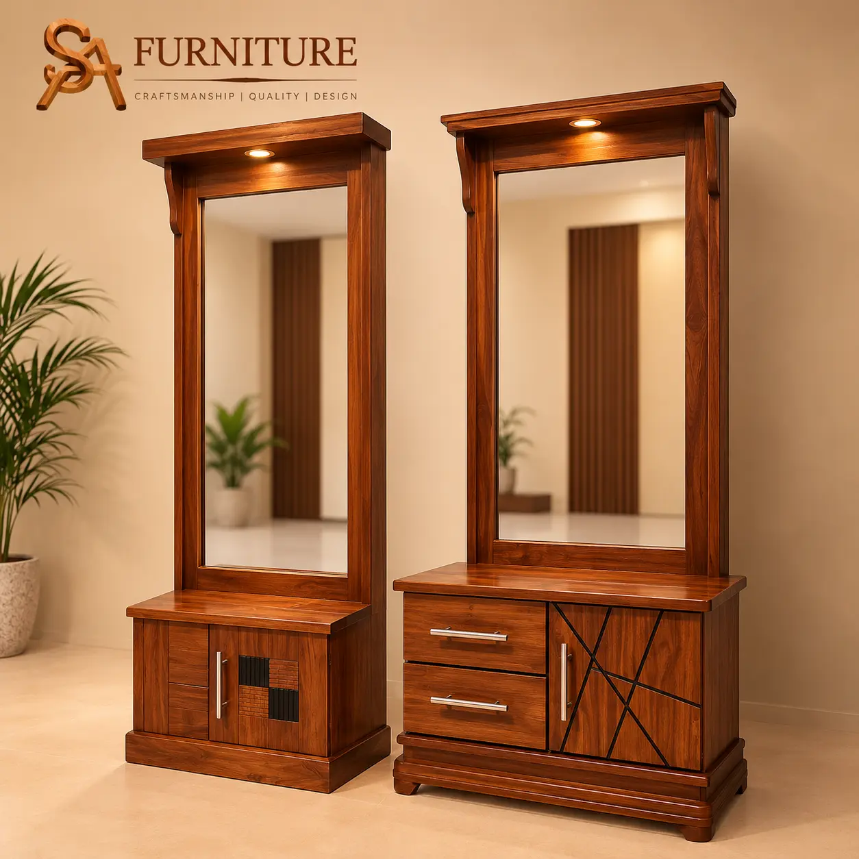 Warm Wood Dressing Mirrors