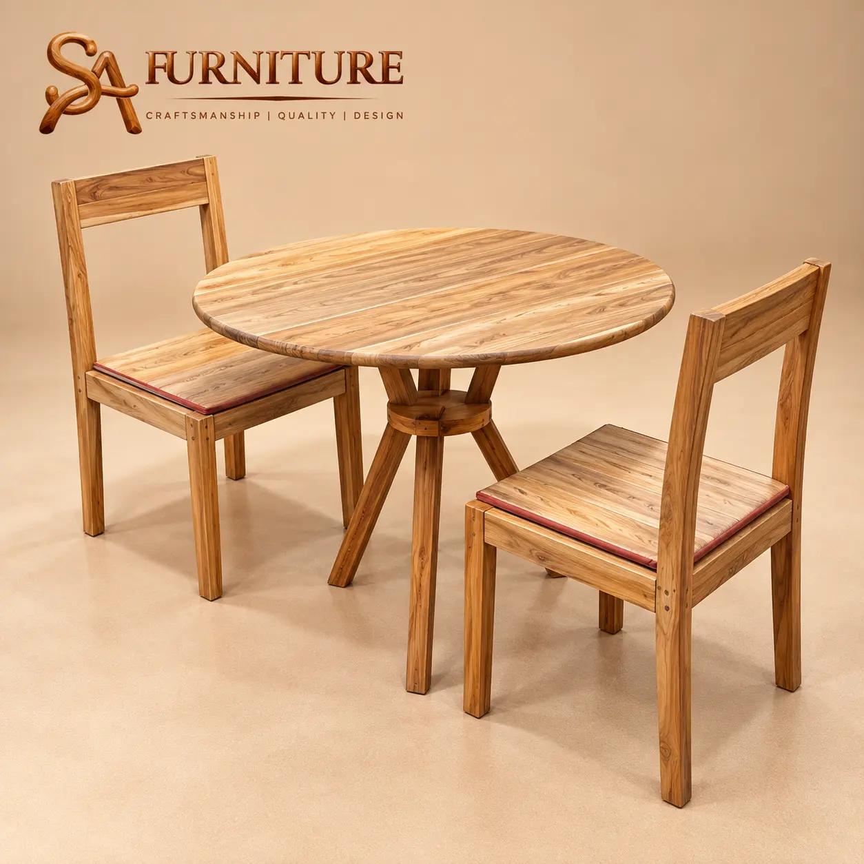 Warm Wood Round Dining Set